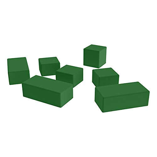 Image of Sprogs 12 inch H Structured Rectangle Stool -Flexible Modular Collaborative Soft Seating for Office, Home, Lounge and School Classrooms with Durable Frame & Set of 2 inch Legs Add-on - Green