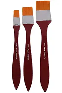 Arora Long Handle Synthetic Hair Flat Paintbrush Set of 3 pc for Watercolor and Acrylic Painting 1,1.5 and 2 inch