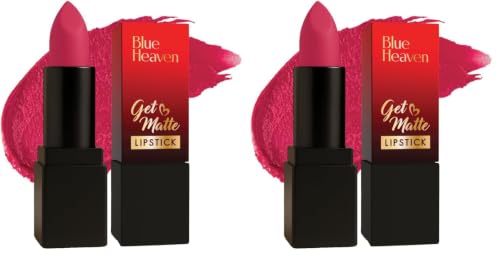 Image of Blue Heaven Get Matte Lipstick | Soft Matte Finish and Lightweight Formula | Intense Pigment | Long-Lasting Lipsticks For Women | 104R | 4gm (Pack of 2)