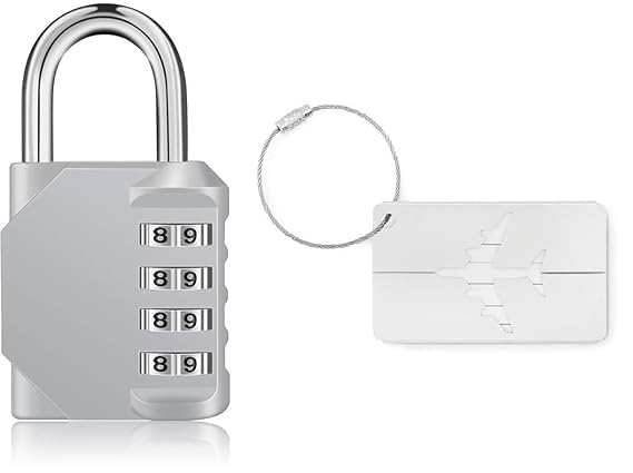 4 Digit Combination Luggage Lock with Tag | Resettable Code, Travel Security, Includes Luggage Tag, Steel Shackle, Compact Design-image-39