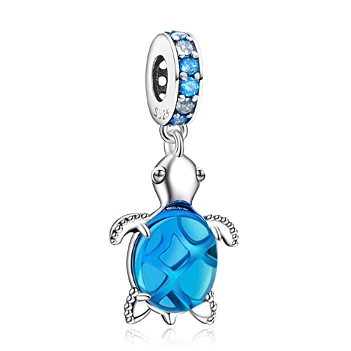 Annmors Abalorios Tortuga de Mar de Plata 925 de Primera Ley Colgantes con Circonita Cúbica Charms para Pulseras