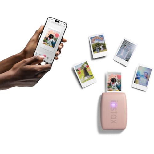 Image of Fujifilm INSTAX Mini Link 3 Smartphone Printer | Rose Pink Bundled with INSTAX Mini Instant Film | 20 Exposures + Instax Mini Album, Borders, Stickers & Clips + Microfiber Cleaning Cloth (4 Items)