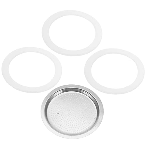 FUNNETOYU 1 juego Anillos de Silicona y Filtro Inoxidable para Cafetera Tazas Repuestos para Sellado de Cafetera para Hogar y Cafeterías