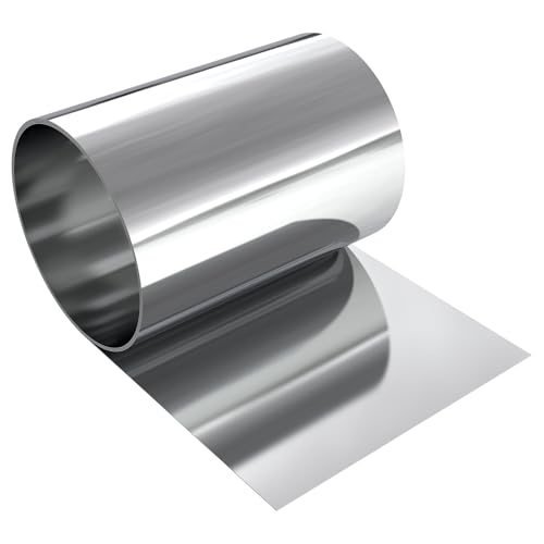 EFUTURETIME Feuille d'acier Inoxydable 304 0,3x100x1000mm, Rouleau en Acier Inoxydable pour La Réparation de Machines Industrielles, Projet Artisanal, Protection de Surface, Équipement Électronique