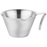 Startbuymore Taza de medición de acero inoxidable 304 con mango y escala (color natural)