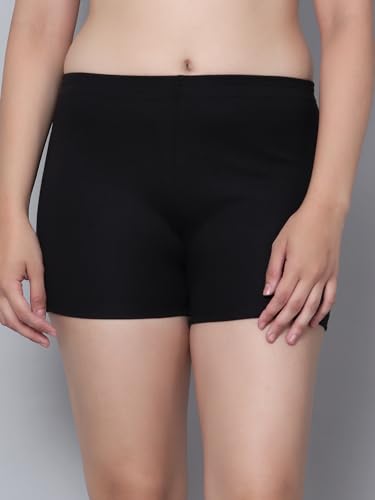 Image of Aimly Cotton Stretchable Cycling Gym Yoga Above Knee Slip Shorts for Women Combo Pack of 3