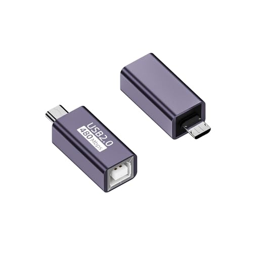 Adaptador Micro USB macho a MIDI hembra, adaptador de impresora Micro USB a USB B, adecuado para impresoras, sintetizadores de piano eléctrico MIDI y otros dispositivos/portátiles Micro USB (2 pieza)