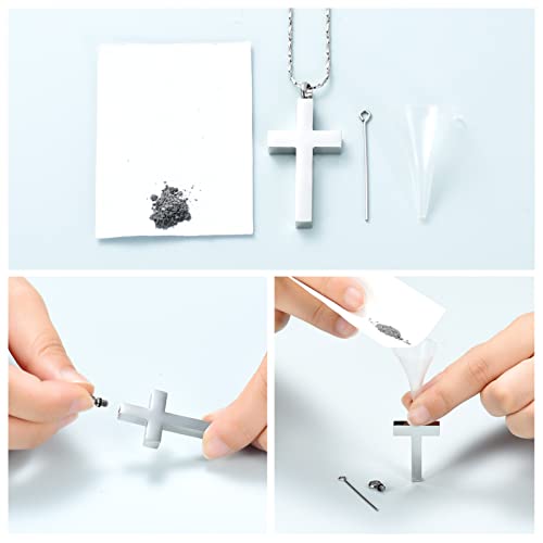 Imrsanl Crystal Cross Necklace for Ashes - Stainless Steel Keepsake Cremation Jewelry - Religious Cross Memorial Urn Necklace for Pet Human Ashes Pendant4