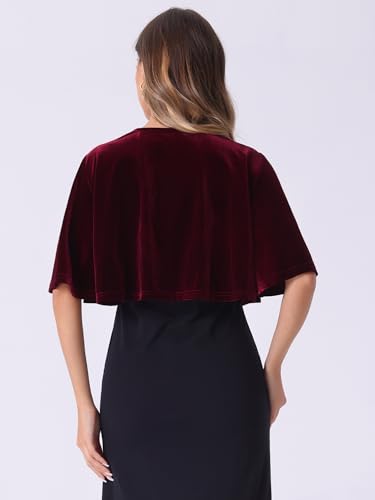 Allegra K Velvet Cardigan for Women's Cocktail Party Bell Sleeve Open Front Cropped Shrug Bolero3