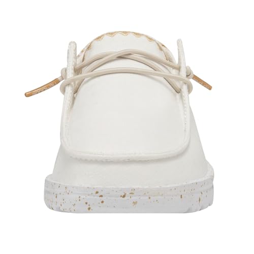 Image of HEYDUDE Women's Wendy Chambray White Sand Size 10 | Women's Shoes | Women's Lace Up Loafers | Comfortable & Light-Weight
