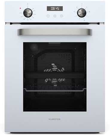 Klarstein SmartSlim Einbaubackofen - 45 cm, 49 L, 9 Funktionen, Dampfreinigung, Abnehmbare Glastür, Energieklasse A, Schwarzes Glas, Digitaler Timer, Backofen Einbaugerät