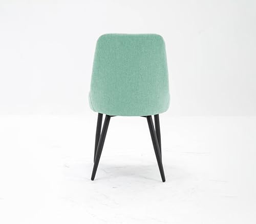 Image of Finch Fox Morris Glam Comfortable Fabric Upholstered Padded Living Room Side Dining Chair for Cafeteria Bedroom, Restaurents, Home, Office with Black Metal Legs in Pista Color (Set of 6)