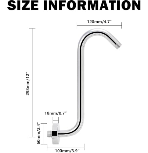 Image of 24x7 eMall High Rise Goose Neck Curve Shower Arm S-Bend To Elevate the Shower Higher, Silver Compatible With all Showers -30 cm x 17 cm