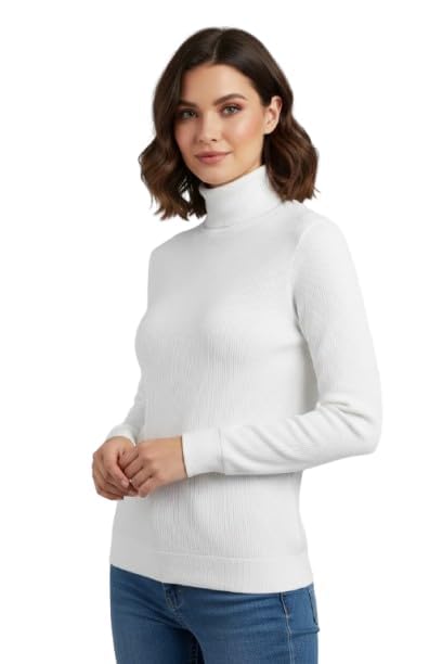 Women's Slim Fit Thermal Turtle Neck | High Neck | Winterwear Full Sleeves Solid (in, Alpha, M, Regular, White)-picture-11