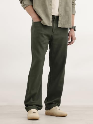 Image of WROGN Men's Mid-Rise Jeans | 100% Cotton | Anti-Fit Relaxed Silhouette