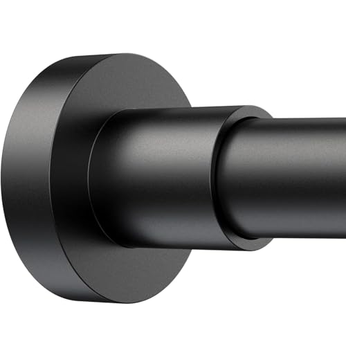 BRIOFOX Shower Curtain Rod Adjustable 18-50 Inch, Stainless Steel Spring Tension Shower Rod No Drilling Non Slip, Matte Black