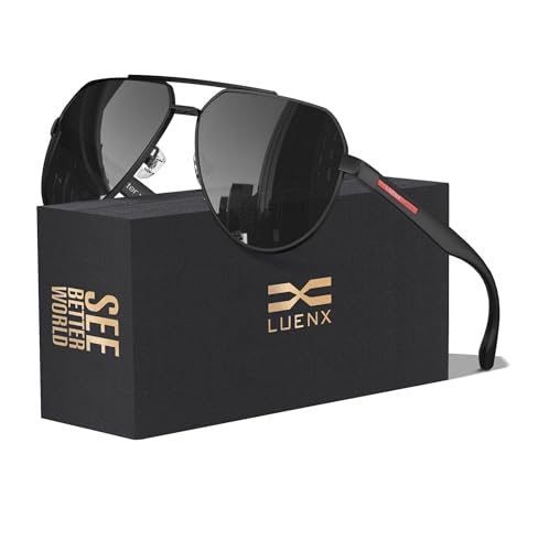 LUENX Aviator Sunglasses for Men Pilot Polarized |...