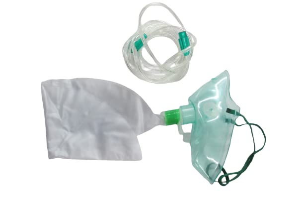 FAIRBIZPS Adjustable Adult Oxygen Mask/High Concentration Mask with Non-Rebreather Bag & Tubing for Oxygen Therapy