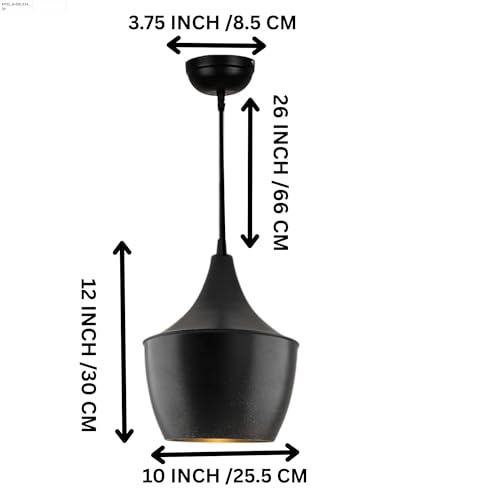 Image of GreyWings Modern Black Aluminium Pendant Light for Ceiling, Adjustable Hanging Lamp with, Decorative Indoor Light for Living Room, Kitchen, Dining,(Big) Pack of 1