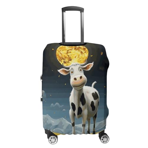 Cow over The Moon Travel Luggage Cover Anti-scratch Suitcase Cover Elastic Suitcase Protective Cover Fits 19-32 Inch Luggage M4