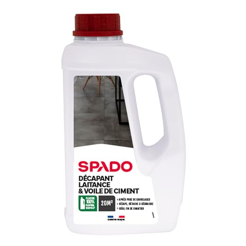 SPADO - Décapant laitance et voile de ciment - Décape et détache - Nettoie et dégraisse - Elimine ciment, calcaire, rouille et plâtre - Action rapide - 1 L - Fabriqué en France