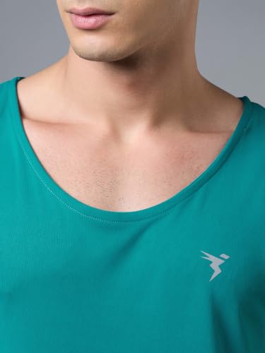 Image of TECHNOSPORT Men's Solid Slim Fit Scoop Neck Sports Innerwear Vest with TECHNOCOOL+ Quick Dry Anti Odour Anti Microbial 2 Way Stretch Soft & Smooth Activewear