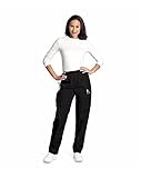 Landau Women's Classic Fit Elastic Waist Cargo Scrub Pant, Black, Large
