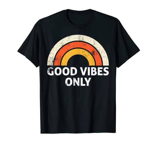 Camiseta gráfica Casual Vintage Retro Good Vibes Only Rainbow Camiseta