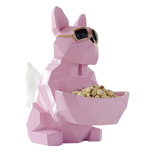 KITCISSL Dekoschale Taschenleerer Dekoschalen Modern Telefon Münze Ändern Uhren Und Süßigkeiten Eingangs Tablett, Gläser Hundestatue Skulptur Key Tray Organizer Eingangstisch (Color : Pink) Cover