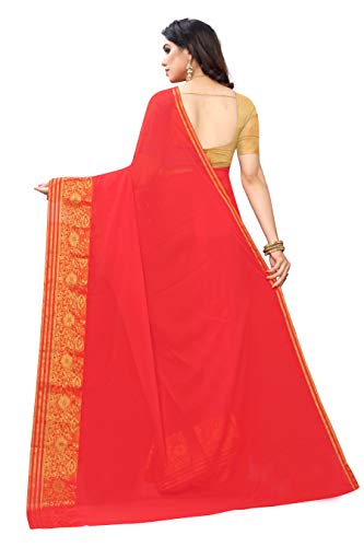 Image of AKHILAM Women's Fashion Chiffon Saree With Blouse Piece