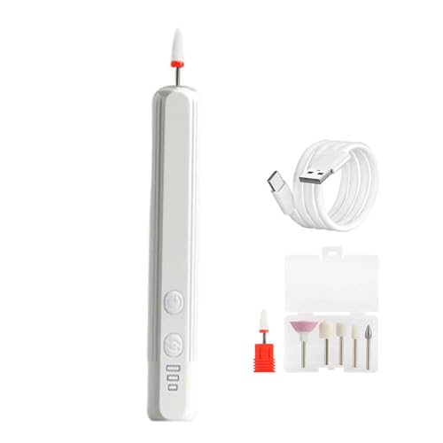 ネイルマシンネイルドリルビット電動爪切りニッパーつめきり電動爪削りつめ切りはさみ爪きりはさみ小型巻き爪 爪切り細い爪やすりネイルニッパーポータブル調整可能な速度USB充電式 (143x22x20mm,White)