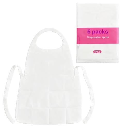 JOSDIOX 6-Pack White Disposable Non-Woven Bib Aprons 40 x 74cm/15