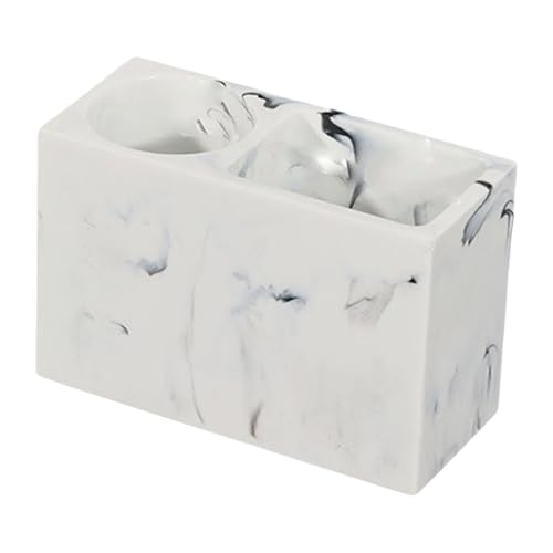 KESOTO Portacepillos con Organización Compartimentada para Cepillos de Dientes, Maquinillas de Afeitar Y Cepillos. Fabricado en Resina Resistente Al Agua. Di, Blanco, Individual