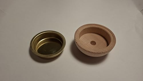 Holz Teelichthalter mit Goldfarbenem Metalleinsatz, 4cm Durchmesser,...