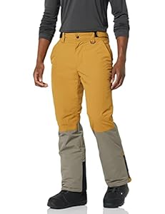 Amazon Essentials Herren Wasserabweisende Isolierte Snowboard-Ski-Schneehose, Braun Senfgelb Farbblock, M