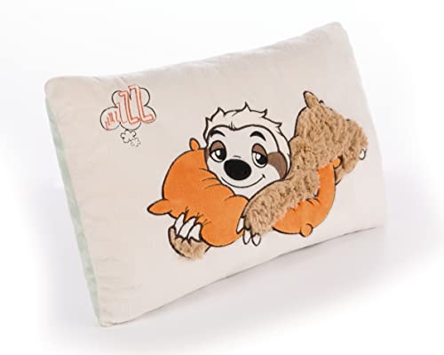 NICI Kissen Faultier Wave Dave rechteckig 43x25cm– Flauschiges Kuscheltierkissen Faultier-rechteckiges Stofftierkissen, 48574, Beige