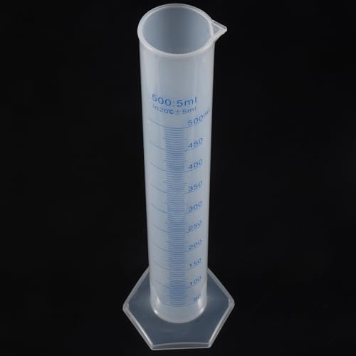 Tubo graduado de 500 ml en plástico de alta visibilidad con escala de medición estable, kit x8 5