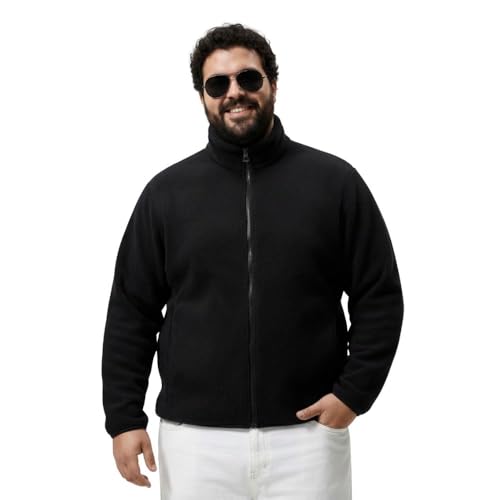 Image of UNSTD Men Plus Size Fleece Jacket for Men Standard Length | Winter Wear Full Sleeves Zipper Jacket | Warm & Comfortable Big and Tall Jacket