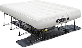 Ivation EZ®-Bed (Full) Inflatable Air Mattress with Frame & Rolling Case, Built-in Deflate Defender™ Dual Pump Technology - 3 Min Self Inflate/Deflae Raised Blow up Bed on Legs, Premium Coil Design