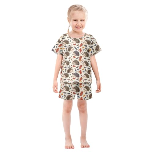 Hedgehog Leaves Animal Pajama Set Pajamas Sleepwear Nightwear Loungewear Clothes Set B0403351