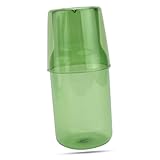 SAFIGLE Jarra de Agua y Vaso de Vidrio Resistente al Calor para Dormitorio y Uso Doméstico Diseño Transparente y Color Verde Multifuncional para Bebidas como Café Leche y Té