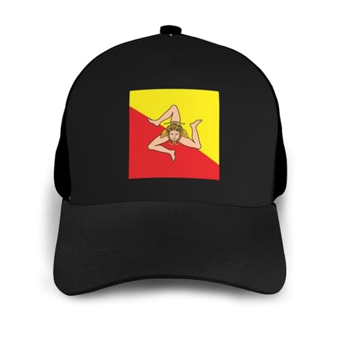 Sicilian Flag Unisex Classic Adjustable Curved Brim Baseball Cap, Trucker Hat3