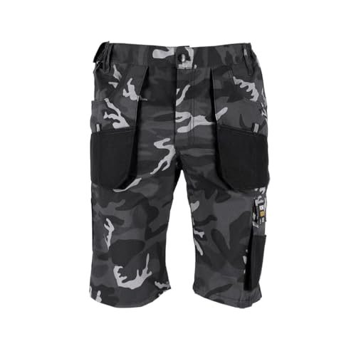 REIS FORECO-TS BJS Arbeitsshorts für Herren, Cargo-Shorts, Sicherheitsshorts, Arbeitsshorts, Garten-Shorts, Grau-Schwarz-Hellgrau, Größe: S