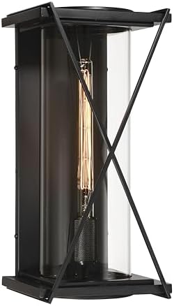 The Great Outdoors 77602-899 Rockhill 20" Tall Outdoor Wall Sconce - Dark Matte Black with Clear Glass