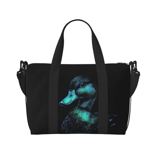 Duck green print Travel Duffel Bag, Sports Tote Gym Bag, Swim Pool Bag Large Shoulder Tote Bag for Beach Weekender2