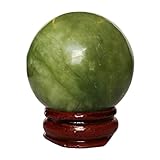 Bacatgem 40mm Green Jade Healing Crystal Divination Sphere Sculpture Figurine Gemstone Ball,Feng Shu