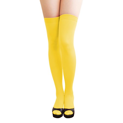 Oblique Unique® Halterlose Overknees Strumpfhose in Gelb