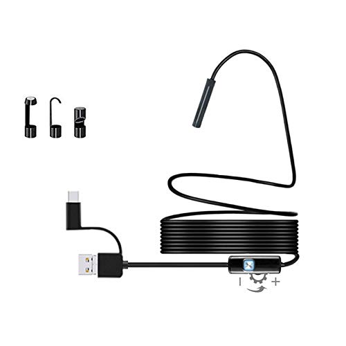 Semi-Rigid USB Endoscope Type C Borescope Inspection Camera, 2.0 MP HD Camera with 8 LEDs for Android Smartphone and Windows Devices-Black (11.5FT)