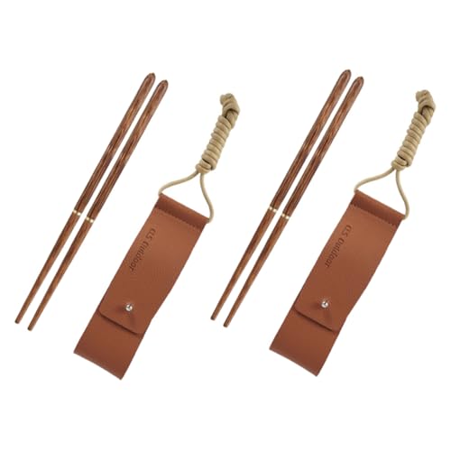 PEPLAYTAL 2 Pares palillos plegables palos doblar almuerzo cubiertos portatiles conjunto comedor exterior conjuntos comedor exterior vajilla plegable palillos de madera con bolsa Brown