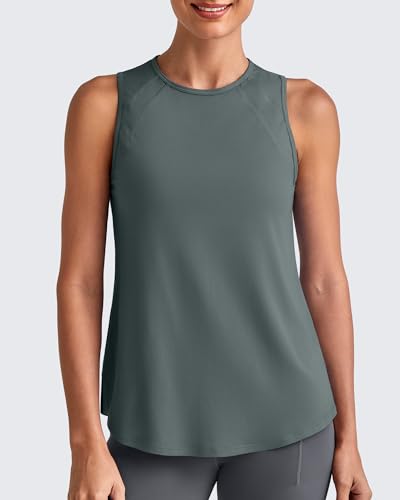 G4Free Lightweight Workout Tank Tops for Women High Neck Athletic Long Tanks Sleeveless Summer Running Gym Shirts3